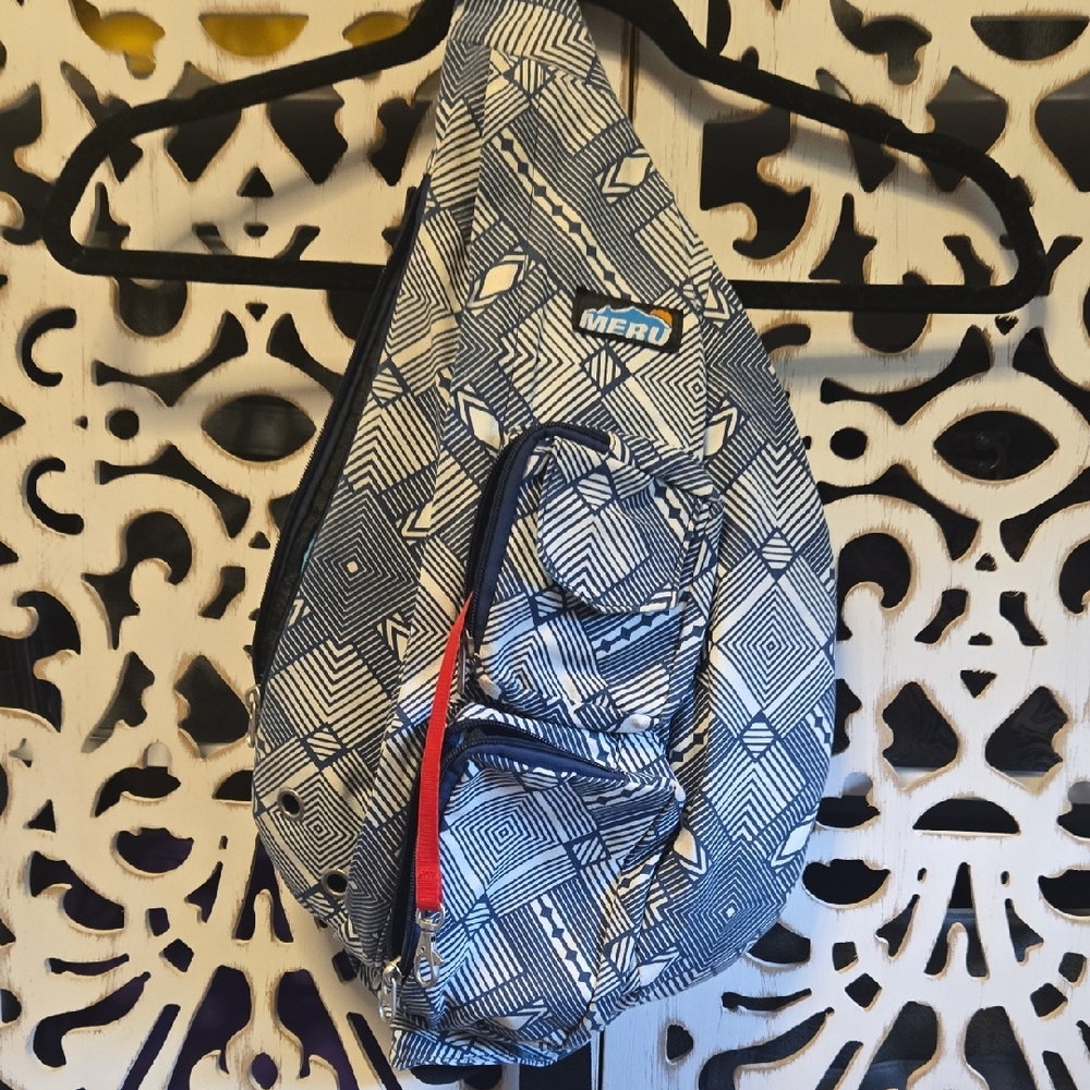 Blue and White Quilted Backpack